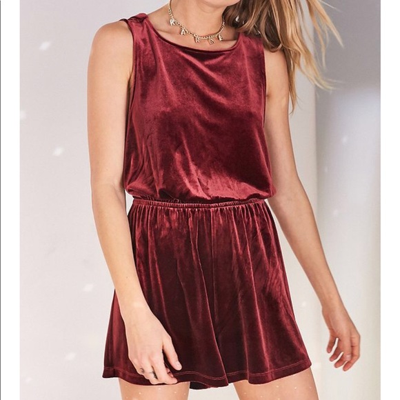 Urban Outfitters Dresses & Skirts - Red Velvet Romper with Twist Back